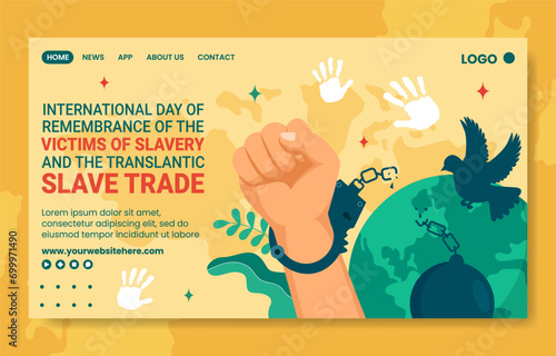 Remembrance of the Victims of Slavery and the Transatlantic Slave Trade Day Social Media Landing Page Cartoon Templates Background Illustration