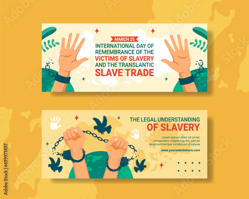 Remembrance of the Victims of Slavery and the Transatlantic Slave Trade Day Horizontal Banner Cartoon Hand Drawn Templates Background Illustration