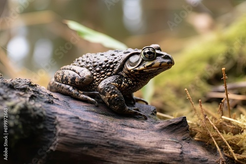 wetland inhabitant amphibian environment natural log tree sitting marinus bufo toad Aga photo