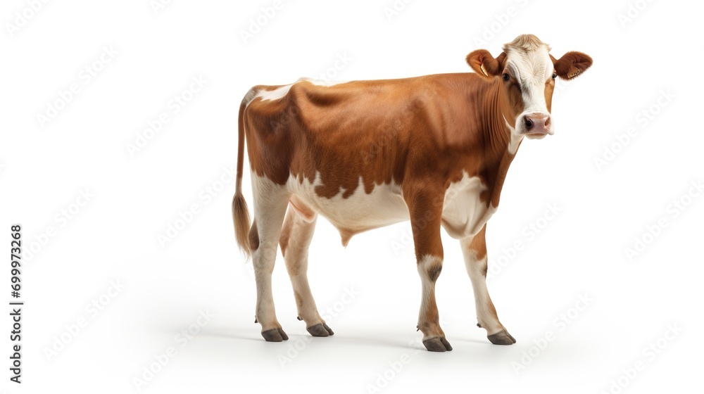Cow on White Background. Milk, Meat, Beef, Ranch, Farm

