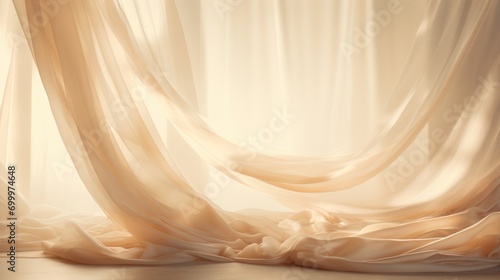 Soft light filters through a chic beige curtain.