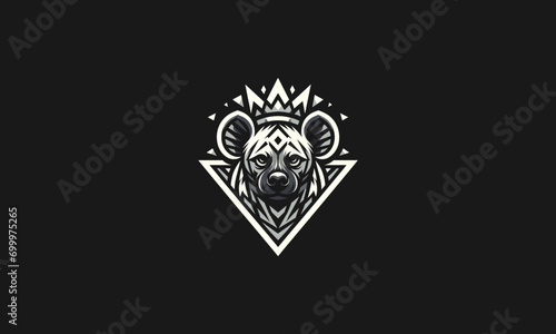 head hyena wearing crown vector mascot design