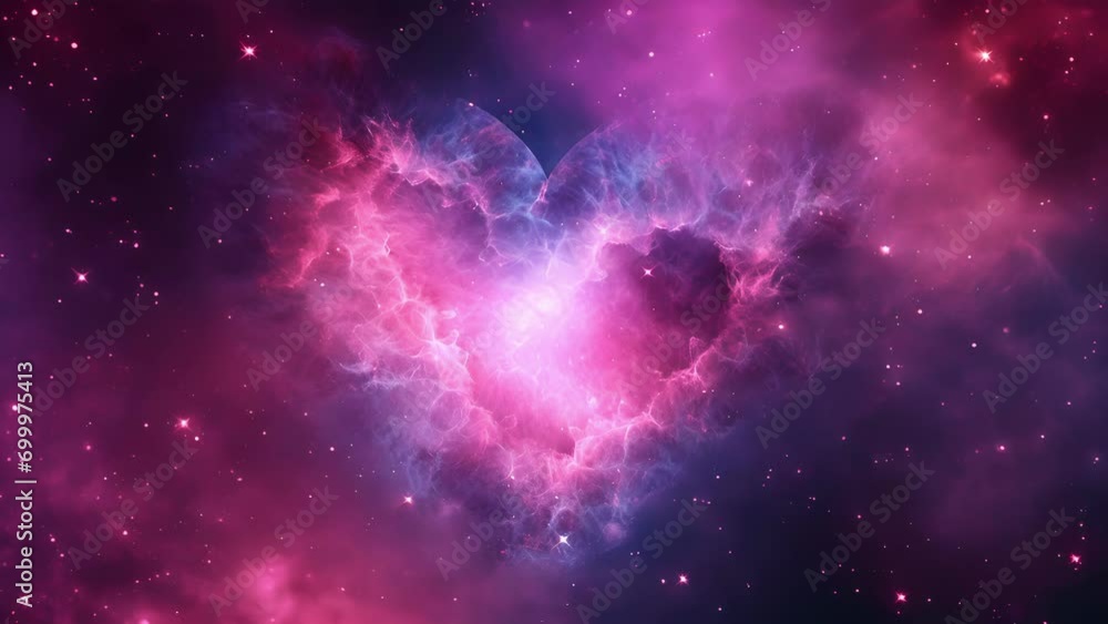 Shades of magenta and deep blue blend together in this heart nebula, resembling a celestial sunset in the depths of space. Shades of magenta and deep blue blend together in this heart nebula, resembling a celestial sunset in the depths of space.