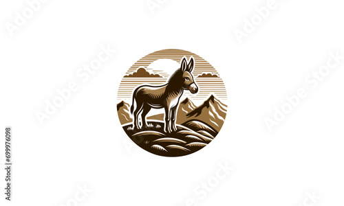 donkey on mountain vector illustration logo design