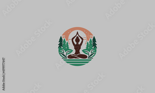 vector illustration of logo yoga flat design