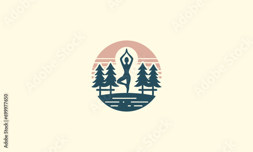 vector illustration of logo yoga flat design