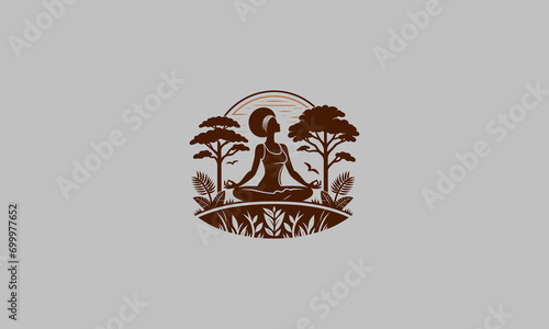 vector illustration of logo yoga flat design