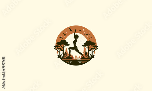 vector illustration of logo yoga flat design