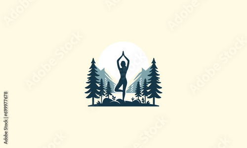 vector illustration of logo yoga flat design
