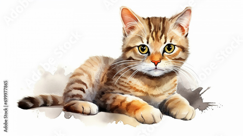 watercolor animal collection, art cat. This beautiful cat watercolor illustration. AI Generative photo