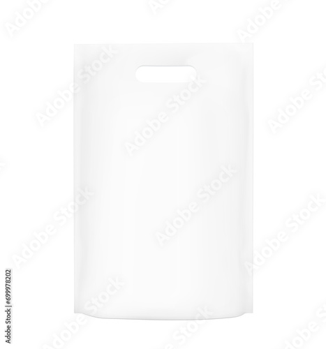 Die cut plastic trade show handle bag mockup. Vector illustration isolated on white background.  Easy to use for presentation your product, idea, promo, design. EPS10.