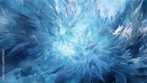 Abstract Icy Flowers Winter Background