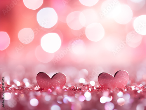 Abstract of Valentines shiny pink glitter background With bright light