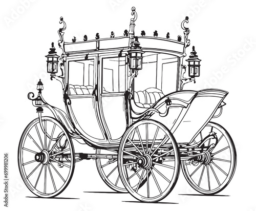 Royal carriage hand drawn sketch Vector illustration
