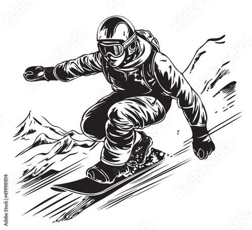 Snowboarder sketch hand drawn Vector illustration sports competition