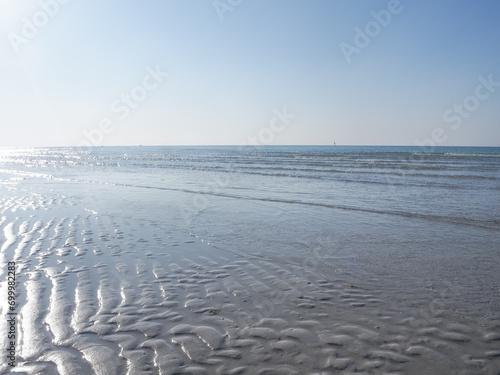 beach and blue sky on the seashore