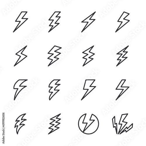 Set of lightning icon for web app simple line design photo