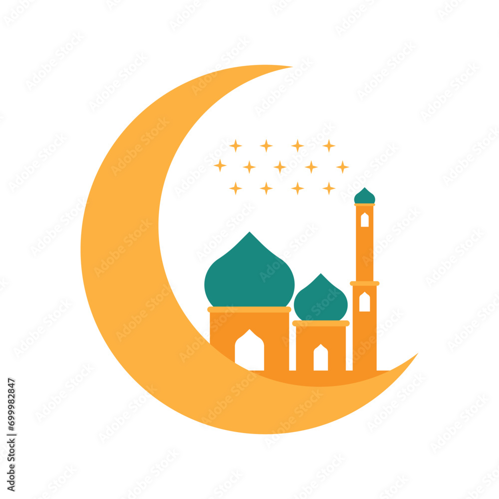 Obraz premium Ramadan Mosque Flat Illustration