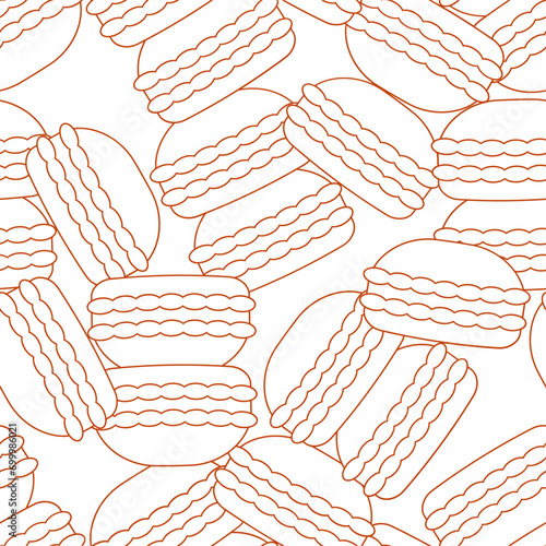 Macaron line art seamless pattern. Suitable for backgrounds, wallpapers, fabrics, textiles, wrapping papers, printed materials, and many more.