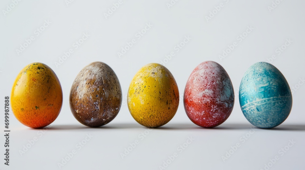 Easter colored eggs on a white background Easter colored eggs on a white background