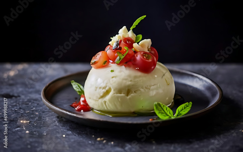 Capture the essence of Labneh in a mouthwatering food photography shot photo