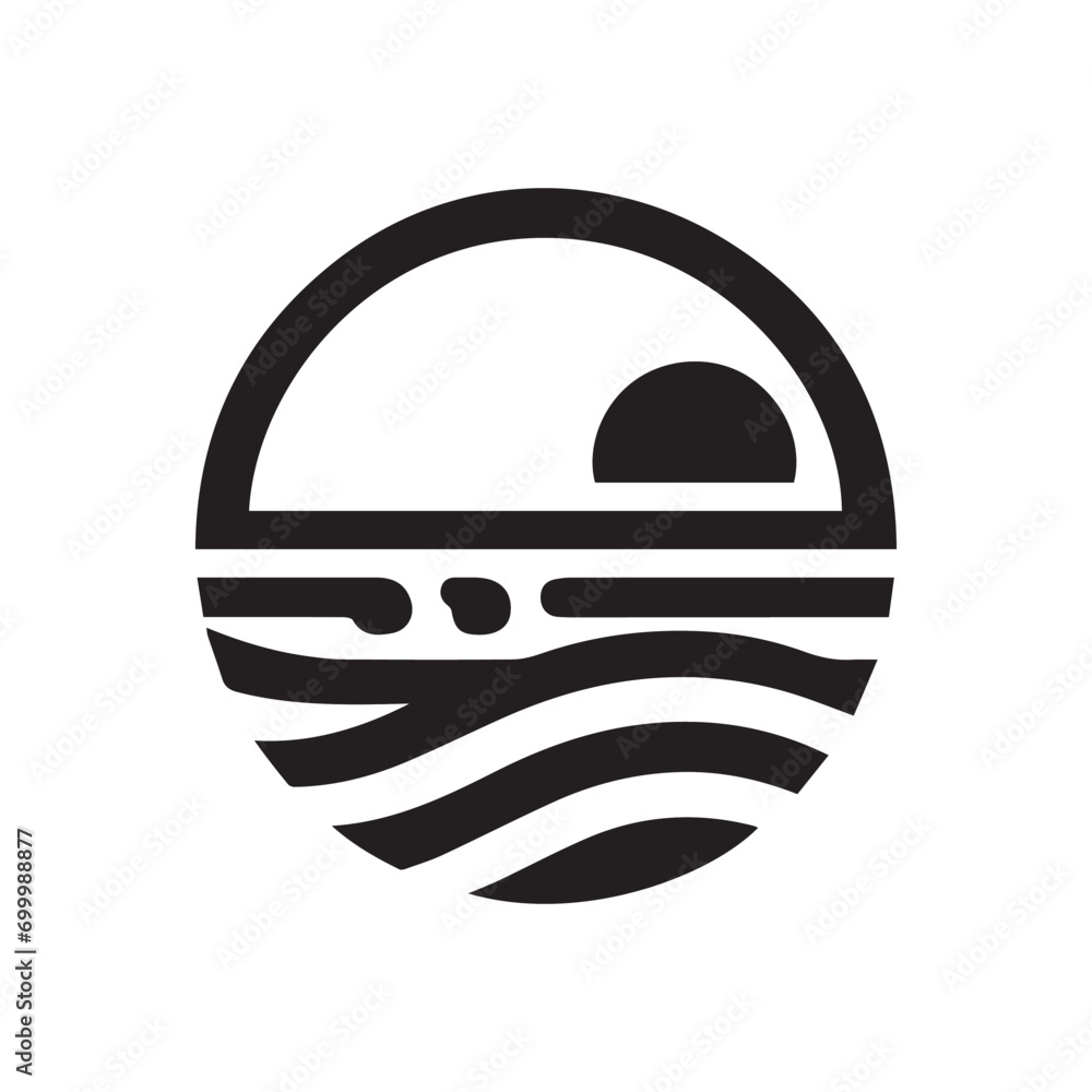 minimalist beach logo on a white background minimalist beach logo on a white background