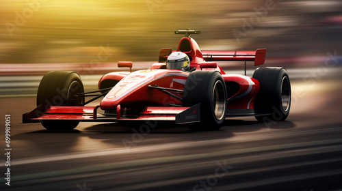 speeding racer maneuvers the track in a high-performance car. formula 1. intense competition in motorsports team racing