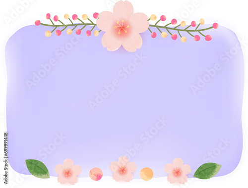 Watercolor cherry blossom border