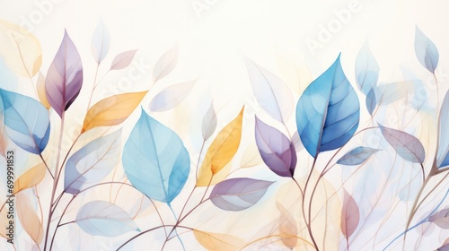 abstract of leaves with pastel colors print out  in the style of transparent layers