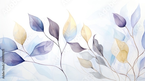 abstract of leaves with pastel colors print out  in the style of transparent layers