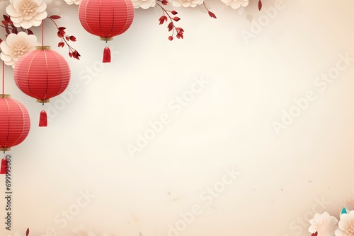 Elegant Spring Festival: Cherry Blossoms and Lanterns