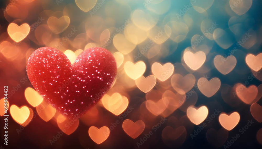 Fototapeta premium Bokeh heart background. Valentine's day concept