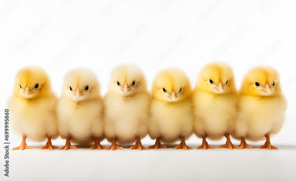 Realistic photo of a group of cute chicks