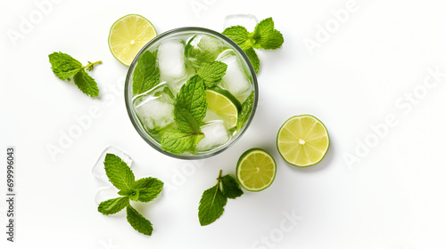 Mojito drink from top view isolated on white background © Salman