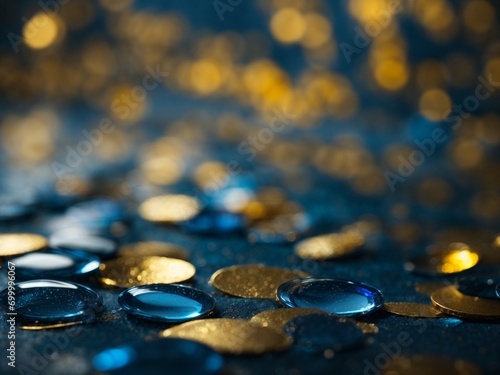 blue and gold abstrack background and bokeh with Generative AI Techonology