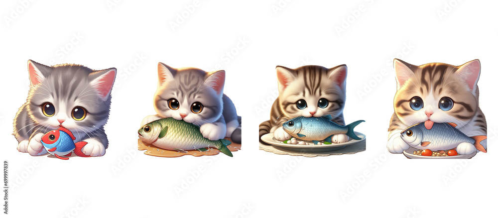 Cat eats mackerel