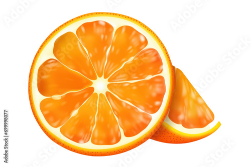 3d cartoon orange slice on transparent background