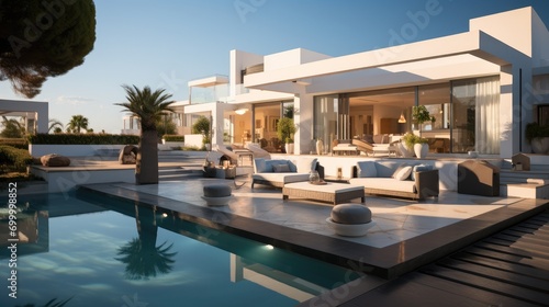 Modern Villa outdoor. Generative AI. © visoot