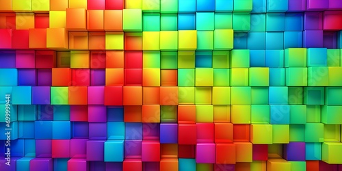 Vibrant Colors, 3D Cubes, Abstract Art, Modern Design © DavidGalih | Dikomo.