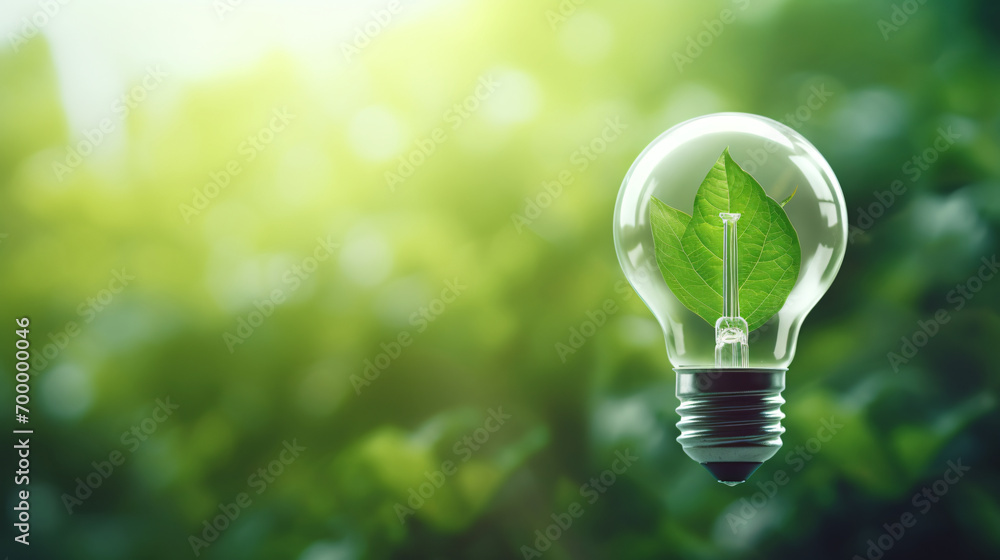 Realistic image of light bulb green - obrazy, fototapety, plakaty 
