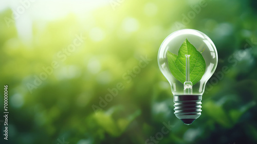 Realistic image of light bulb green photo