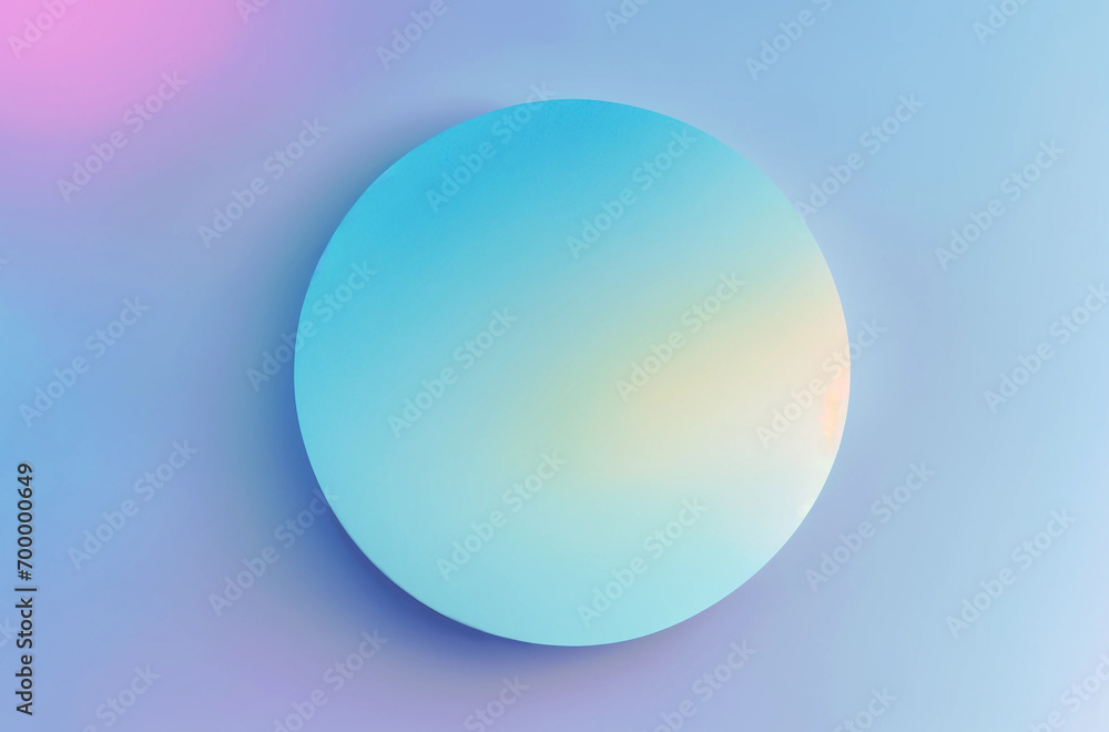 Color gradient circle, abstract holographic blue background. Generative AI.