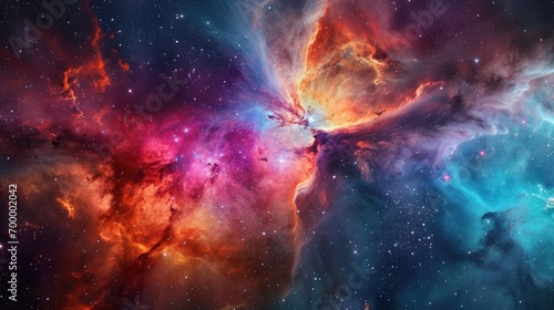 Breathtaking close up of vibrant nebula in the night sky  a view from outer space background  colorful abstract nebula space galaxy