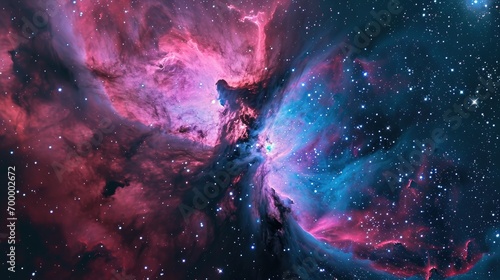 Breathtaking close up of vibrant nebula in the night sky, view from outer space background, colorful abstract nebula space galaxy