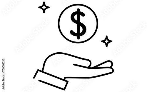 Icon of foreign currency investment, simple line drawing illustration