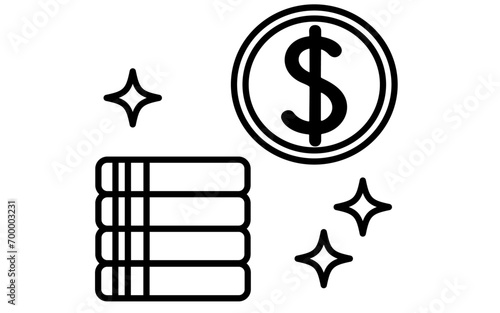 Icon of foreign currency investment, simple line drawing illustration