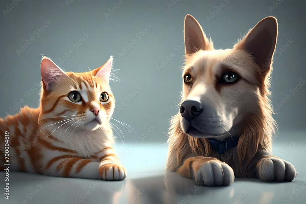 Fototapeta premium cat and dog