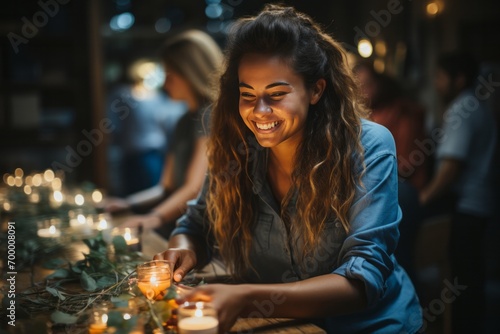 Intern participating in a team-building activity with coworkers, Generative AI