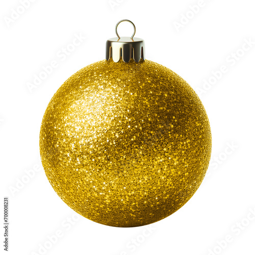 Golden color Christmas ball on a white background