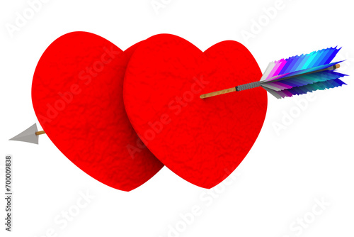 PNG. Trasparente. Amore. San Valentino. Due cuori trafitti da freccia isolato a simboleggiare l'amore.. photo